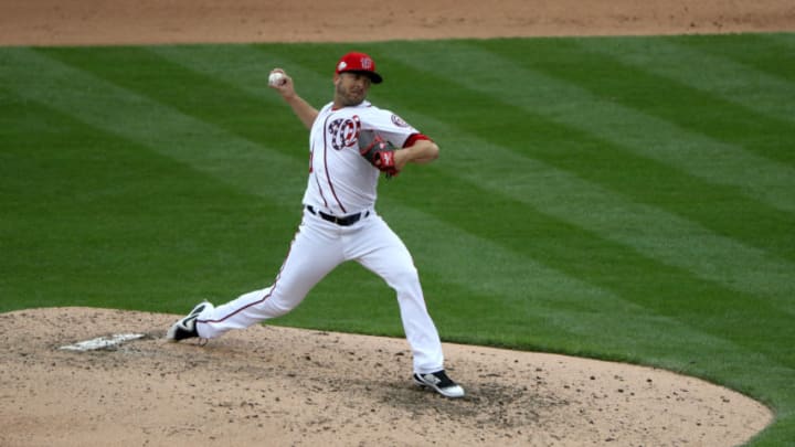 WASHINGTON, DC - APRIL 7: Pitcher Brandon Kintzler #21 of the Washington Nationals throws to a New York Mets batter at Nationals Park on April 7, 2018 in Washington, DC. (Photo by Rob Carr/Getty Images)