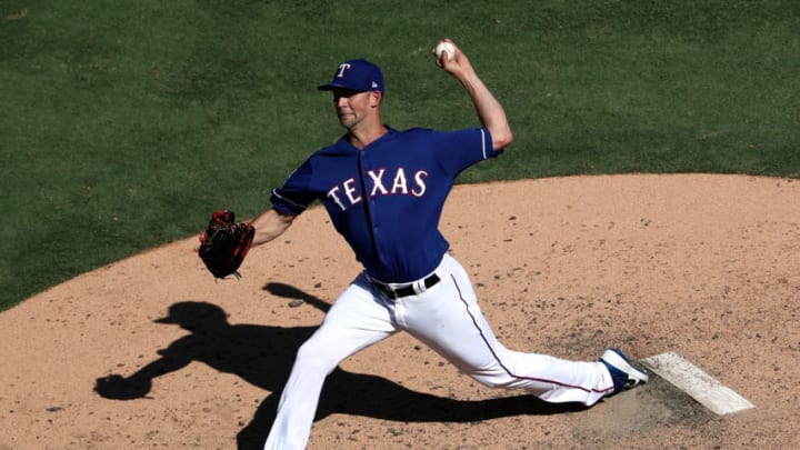 ARLINGTON, TEXAS - SEPTEMBER 26: Mike Minor #23 of the Texas Rangers at Globe Life Park in Arlington on September 26, 2019 in Arlington, Texas. (Photo by Ronald Martinez/Getty Images)