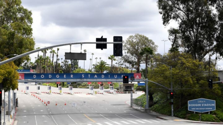 VARIOUS CITIES, - MARCH 25: Exterior pictures on the eve of Major League Baseball's opening day which has been postponed due to COVID-19 at Dodger Stadium on March 25, 2020 in Los Angeles, California, United States. (Photo by Harry How/Getty Images)