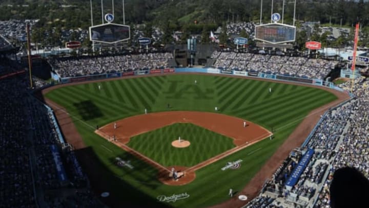 LOS ANGELES, CA – MARCH 29: The Los Angeles Dodgers and San Francisco Giants play on Opening Day at Dodger Stadium on March 29, 2018 in Los Angeles, California. (Photo by Kevork Djansezian/Getty Images)