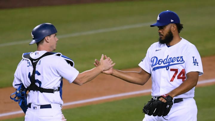 LOS ANGELES, CALIFORNIA - MAY 20: Kenley Jansen #74 and Will Smith #16 of the Los Angeles Dodgers celebrate a save and a 3-2 victory over the Arizona Diamondbacks at Dodger Stadium on May 20, 2021 in Los Angeles, California. (Photo by Harry How/Getty Images) LOS ANGELES, CALIFORNIA - MAY 20: Kenley Jansen #74 and Will Smith #16 of the Los Angeles Dodgers celebrate a save and a 3-2 victory over the Arizona Diamondbacks at Dodger Stadium on May 20, 2021 in Los Angeles, California. (Photo by Harry How/Getty Images)