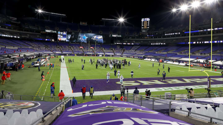 BALTIMORE, MARYLAND – DECEMBER 03: A general view following the Dallas Cowboys’ loss to the Baltimore Ravens at M&T Bank Stadium on December 03, 2020, in Baltimore, Maryland. (Photo by Rob Carr/Getty Images)