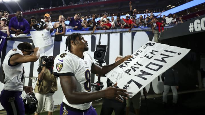 Ravens, Lamar Jackson. (Photo by Kevin Sabitus/Getty Images)