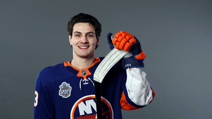 ST LOUIS, MISSOURI – JANUARY 24: Mathew Barzal #13 of the New York Islanders poses for a portrait ahead of the 2020 NHL All-Star Game at Enterprise Center on January 24, 2020 in St Louis, Missouri. (Photo by Jamie Squire/Getty Images)