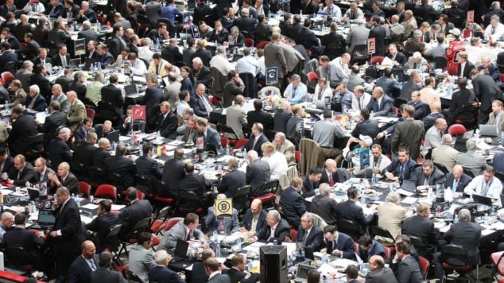 MONTREAL, QC - JUNE 27: An overview of the draft floor photographed during the 2009 NHL Entry Draft at the Bell Centre on June 27, 2009 in Montreal, Quebec, Canada. (Photo by Bruce Bennett/Getty Images)