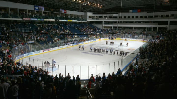 BRIDGEPORT, CT - FEBRUARY 4: A general view of the arena taken before the game between the Bridgeport Sound Tigers and the Providence Bruins at the Arena at Harbor Yard on February 4, 2006 in Bridgeport, Connecticut. The Tigers won 4-1. (Photo by Mike Stobe/Getty Images)