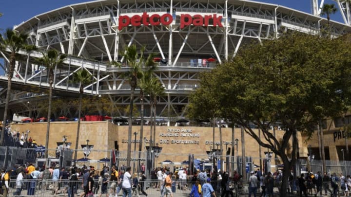 SAN DIEGO, CA - MARCH 29: San Diego Padres line up for Opening Day between the Milwaukee Brewers and the San Diego Padres at PETCO Park on March 29, 2018 in San Diego, California. (Photo by Denis Poroy/Getty Images)