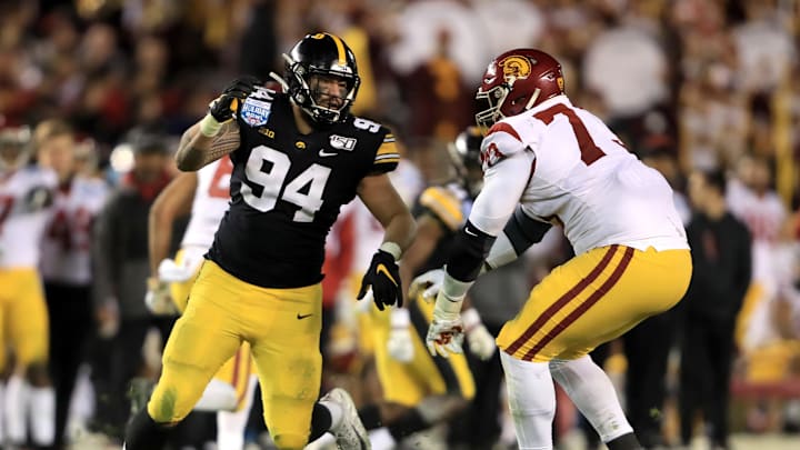 NY Giants draft target A.J. Epenesa(Photo by Sean M. Haffey/Getty Images)