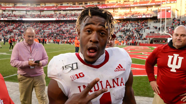 Wide receiver Whop Philyor #1 of the Indiana Hoosiers (Photo by Steven Branscombe/Getty Images)