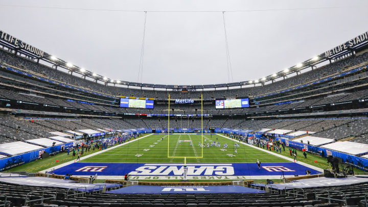 EAST RUTHERFORD, NEW JERSEY – JANUARY 03: A general view of MetLife Stadium during the first quarter of the game between the New York Giants and the Dallas Cowboys on January 03, 2021 in East Rutherford, New Jersey. (Photo by Mike Stobe/Getty Images)