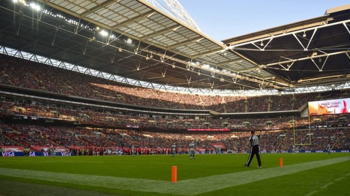 Nov 01, 2015; London, United Kingdom; General view of the field during the second half of the game between the Detroit Lions and the Kansas City Chiefs at Wembley Stadium. Mandatory Credit: Steve Flynn-USA TODAY Sports