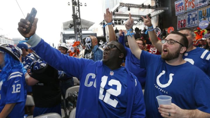 NASHVILLE, TENNESSEE - APRIL 25: Fans of the Indianapolis Colts attend Day 1 of the 2019 NFL Draft on April 25, 2019 in Nashville, Tennessee. (Photo by Frederick Breedon/Getty Images) NASHVILLE, TENNESSEE - APRIL 25: Fans of the Indianapolis Colts attend Day 1 of the 2019 NFL Draft on April 25, 2019 in Nashville, Tennessee. (Photo by Frederick Breedon/Getty Images)