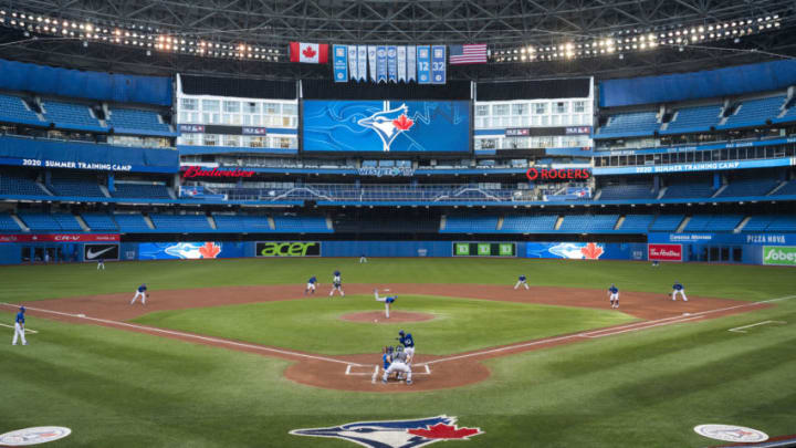 TORONTO, ON - JULY 09: The Toronto Blue Jays play an intrasquad game at Rogers Centre on July 9, 2020 in Toronto, Canada. (Photo by Mark Blinch/Getty Images)