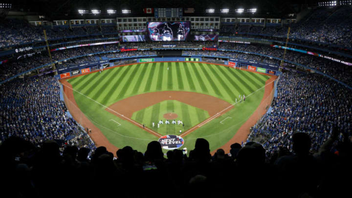 TORONTO, ON - APRIL 08: General view of the stadium ahead of the MLB game between the Toronto Blue Jays and the Texas Rangers on Opening Day at Rogers Centre on April 8, 2022 in Toronto, Canada. (Photo by Cole Burston/Getty Images)