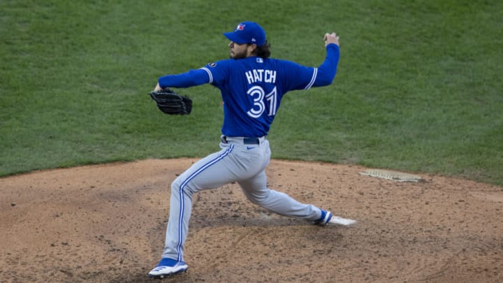 PHILADELPHIA, PA - SEPTEMBER 20: Thomas Hatch #31 of the Toronto Blue Jays throws a pitch against the Philadelphia Phillies at Citizens Bank Park on September 20, 2020 in Philadelphia, Pennsylvania. The Blue Jays defeated the Phillies 6-3. (Photo by Mitchell Leff/Getty Images)