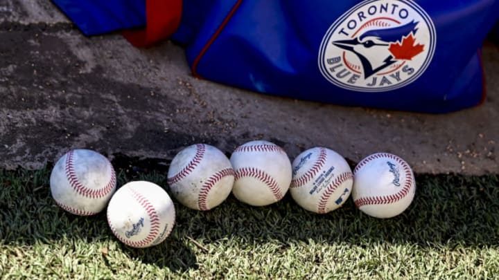 LAKELAND, FLORIDA - MARCH 04: General view of baseballs in the Toronto Blue Jays bullpen during a spring training game between the Toronto Blue Jays and the Detroit Tigers at Publix Field at Joker Marchant Stadium on March 04, 2021 in Lakeland, Florida. (Photo by Douglas P. DeFelice/Getty Images)