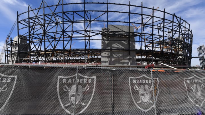 LAS VEGAS, NEVADA – DECEMBER 20: Construction continues on the site of the Raiders USD 1.8 billion, glass-domed stadium on December 20, 2018 in Las Vegas, Nevada. The stadium is scheduled to be open for the Raiders and the UNLV Rebels football teams in 2020. (Photo by Ethan Miller/Getty Images)