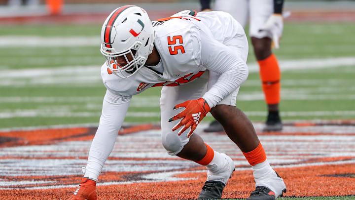 Miami edge rusher Quincy Roche (Photo by Don Juan Moore/Getty Images)