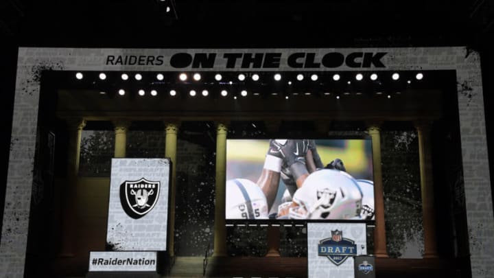 Apr 27, 2017; Philadelphia, PA, USA; General overall view of the stage as the Oakland Raiders prepare to select Ohio State Buckeyes cornerback Gareon Conley (not pictured) as the No. 24 pick in the first round of the 2017 NFL Draft at the Philadelphia Museum of Art. Mandatory Credit: Kirby Lee-USA TODAY Sports