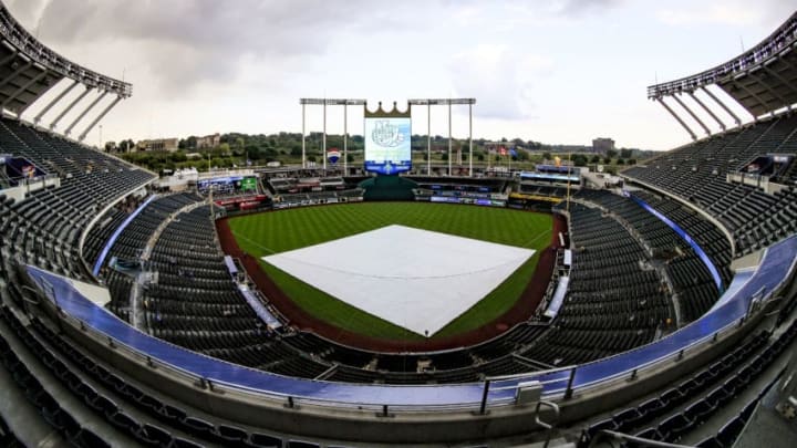 KANSAS CITY, MO - AUGUST 15: A general view of Kauffman Stadium before the game between the Toronto Blue Jays and the Kansas City Royals on August 15, 2018 in Kansas City, Missouri. (Photo by Brian Davidson/Getty Images)