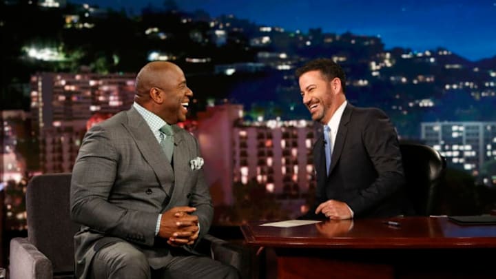 JIMMY KIMMEL LIVE! - "Jimmy Kimmel Live!" airs every weeknight at 11:35 p.m. EDT and features a diverse lineup of guests that include celebrities, athletes, musical acts, comedians and human interest subjects, along with comedy bits and a house band. The guests for Wednesday, July 18 included Magic Johnson, Lakeith Stanfield (Sorry To Bother You), musical guest Lil Baby. (Randy Holmes via Getty Images)MAGIC JOHNSON, JIMMY KIMMEL JIMMY KIMMEL LIVE! - "Jimmy Kimmel Live!" airs every weeknight at 11:35 p.m. EDT and features a diverse lineup of guests that include celebrities, athletes, musical acts, comedians and human interest subjects, along with comedy bits and a house band. The guests for Wednesday, July 18 included Magic Johnson, Lakeith Stanfield (Sorry To Bother You), musical guest Lil Baby. (Randy Holmes via Getty Images)MAGIC JOHNSON, JIMMY KIMMEL