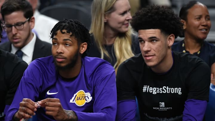 LAS VEGAS, NV - OCTOBER 08: Brandon Ingram (L) LAS VEGAS, NV - OCTOBER 08: Brandon Ingram (L)