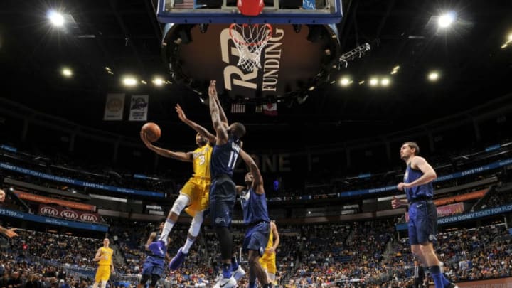 ORLANDO, FL - JANUARY 31: Corey Brewer #3 of the Los Angeles Lakers shoots the ball against the Orlando Magic on January 31, 2018 at Amway Center in Orlando, Florida. NOTE TO USER: User expressly acknowledges and agrees that, by downloading and or using this photograph, User is consenting to the terms and conditions of the Getty Images License Agreement. Mandatory Copyright Notice: Copyright 2018 NBAE (Photo by Fernando Medina/NBAE via Getty Images)