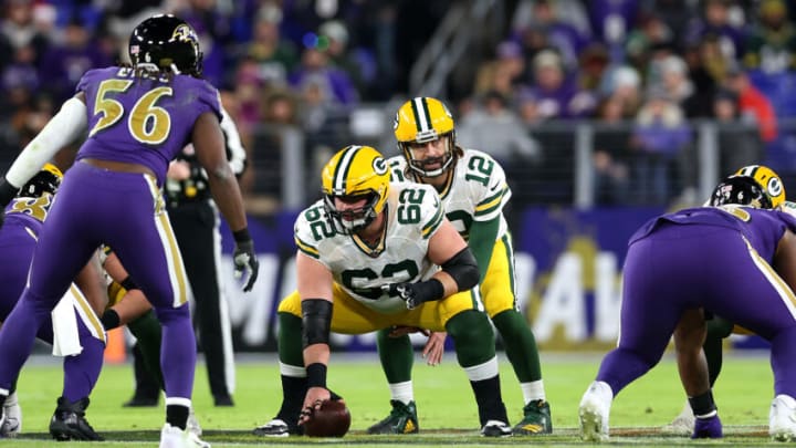 Green Bay Packers, Lucas Patrick, Aaron Rodgers (Photo by Rob Carr/Getty Images)