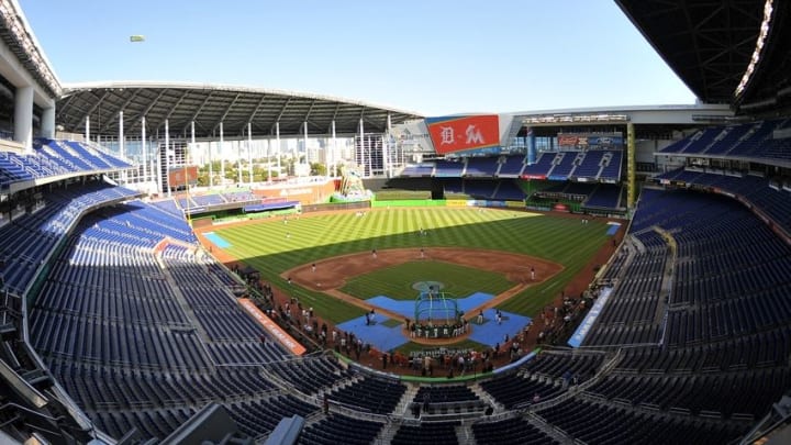 Apr 5, 2016; Miami, FL, USA; A general view of Marlins Park before a game between the Detroit Tigers and the Miami Marlins. Mandatory Credit: Steve Mitchell-USA TODAY Sports