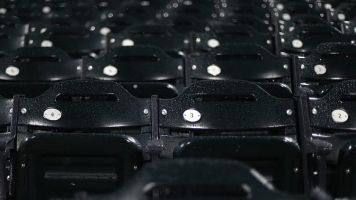 NEW YORK, NEW YORK - APRIL 26: Empty seats during a rain delay before a game between the New York Mets and the Milwaukee Brewers at Citi Field on April 26, 2019 in the Flushing neighborhood of the Queens borough of New York City. (Photo by Michael Owens/Getty Images)