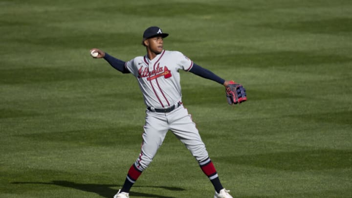 PHILADELPHIA, PA - APRIL 03: Cristian Pache #25 of the Atlanta Braves in action against the Philadelphia Phillies at Citizens Bank Park on April 3, 2021 in Philadelphia, Pennsylvania. The Phillies defeated the Braves 4-0. (Photo by Mitchell Leff/Getty Images)