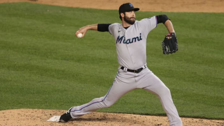 WASHINGTON, DC - APRIL 30: Dylan Floro #36 of the Miami Marlins pitcher against the Washington Nationals at Nationals Park on April 30, 2021 in Washington, DC. (Photo by Patrick Smith/Getty Images)