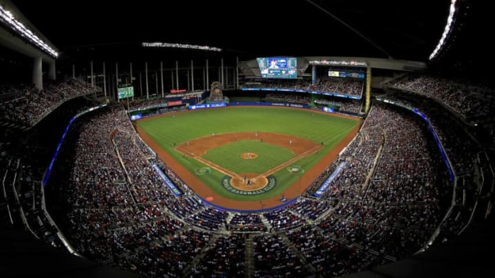 MIAMI, FL - MARCH 11: A general view of Miami Marlins Stadium during a Pool C game of the 2017 World Baseball Classic between the United States and the Dominican Republic on March 11, 2017 in Miami, Florida. (Photo by Mike Ehrmann/Getty Images) MIAMI, FL - MARCH 11: A general view of Miami Marlins Stadium during a Pool C game of the 2017 World Baseball Classic between the United States and the Dominican Republic on March 11, 2017 in Miami, Florida. (Photo by Mike Ehrmann/Getty Images)