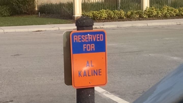 Al Kaline's reserved parking spot in Lakeland, Florida at Joker Marchant Stadium. Photo by Kristen Bentley. Dec. 26, 2015.