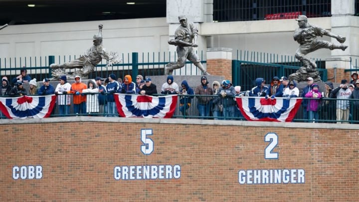 Apr 8, 2016; Detroit, MI, USA; Fans watch from center field walkway during the game between the Detroit Tigers and the New York Yankees at Comerica Park. Mandatory Credit: Rick Osentoski-USA TODAY Sports