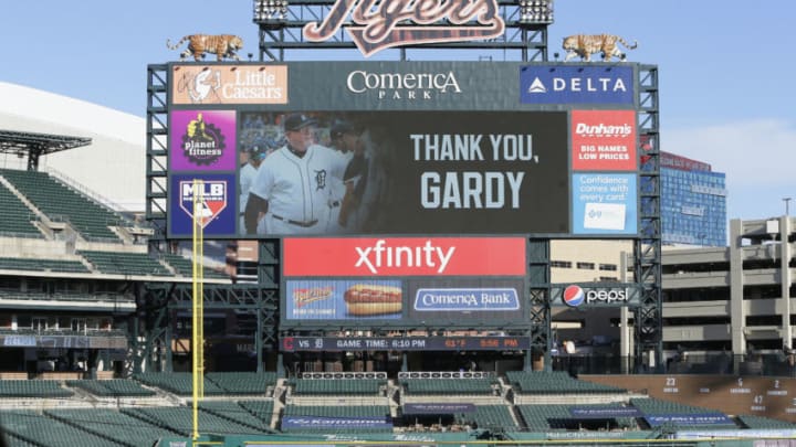 DETROIT, MI - SEPTEMBER 19: A message thanking Ron Gardenhire #15 of the Detroit Tigers for his time as manager is displayed at Comerica Park on September 19, 2020, in Detroit, Michigan. Gardenhire announced his immediate retirement from managing in a meeting with general manager Al Avila, leaving bench coach Lloyd McClendon to manage the Tigers for the rest of the season. (Photo by Duane Burleson/Getty Images)
