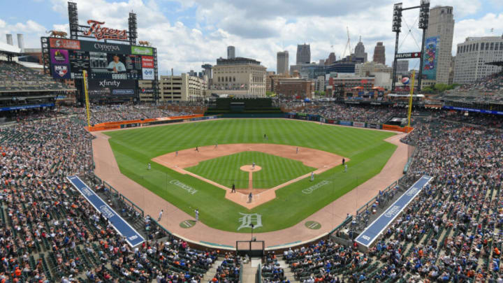 DETROIT, MI - JUNE 12: A general view of Comerica Park during the game between the Toronto Blue Jays and the Detroit Tigers at Comerica Park on June 12, 2022 in Detroit, Michigan. The Blue Jays defeated the Tigers 6-0. (Photo by Mark Cunningham/MLB Photos via Getty Images)