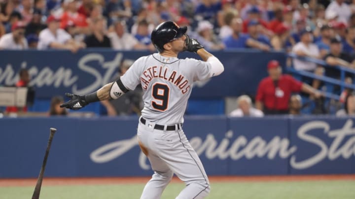 TORONTO, ON - JULY 1: Nicholas Castellanos #9 of the Detroit Tigers hits a grand slam home run in the fifth inning during MLB game action against the Toronto Blue Jays at Rogers Centre on July 1, 2018 in Toronto, Canada. (Photo by Tom Szczerbowski/Getty Images) TORONTO, ON - JULY 1: Nicholas Castellanos #9 of the Detroit Tigers hits a grand slam home run in the fifth inning during MLB game action against the Toronto Blue Jays at Rogers Centre on July 1, 2018 in Toronto, Canada. (Photo by Tom Szczerbowski/Getty Images)