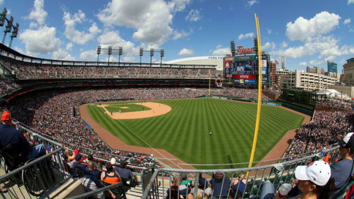 DETROIT, MI - JUNE 28: A wide view of Comerica Park during a MLB game between the Detroit Tigers and the Chicago White Sox on June 28, 2015 in Detroit, Michigan. The Tigers win on a walk off home run 5-4. (Photo by Dave Reginek/Getty Images)