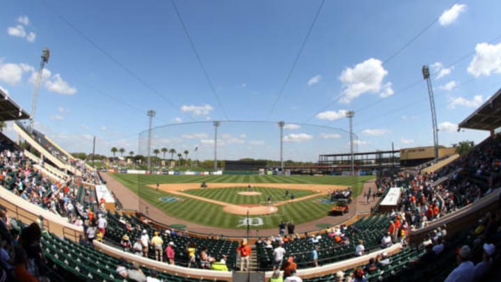 Lakeland FL USA; Detroit Tigers right fielder Nick Maton (9) hits