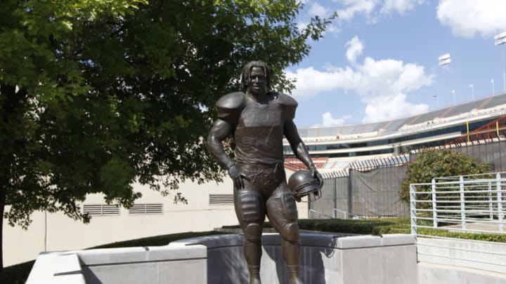 AUSTIN, TX - SEPTEMBER 6: A statue of Ricky Williams inside Darrell K Royal-Texas Memorial Stadium before the BYU Cougars play the Texas Longhorns on September 6, 2014 in Austin, Texas. (Photo by Chris Covatta/Getty Images)