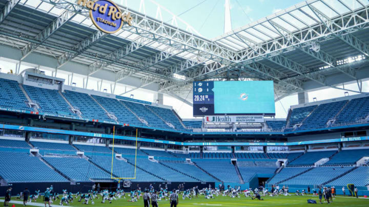 MIAMI GARDENS, FLORIDA - AUGUST 29: A general view of the stadium during Miami Dolphins training camp at Hard Rock Stadium on August 29, 2020 in Miami Gardens, Florida. (Photo by Mark Brown/Getty Images)