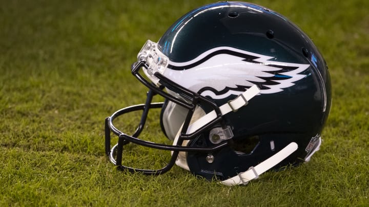 PHILADELPHIA, PA – OCTOBER 22: A general view of a Philadelphia Eagles helmet prior to the game against the New York Giants at Lincoln Financial Field on October 22, 2020 in Philadelphia, Pennsylvania. (Photo by Mitchell Leff/Getty Images)