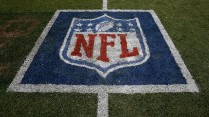 DENVER, CO - SEPTEMBER 14: The NFL logo is displayed on the turf as the Denver Broncos defeated the Kansas City Chiefs 24-17 at Sports Authority Field at Mile High on September 14, 2014 in Denver, Colorado. (Photo by Doug Pensinger/Getty Images)