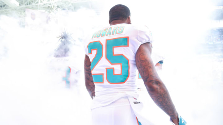 MIAMI, FL - OCTOBER 21: Xavien Howard #25 of the Miami Dolphins is introduced before the game against the Detroit Lions at Hard Rock Stadium on October 21, 2018 in Miami, Florida. (Photo by Mark Brown/Getty Images)