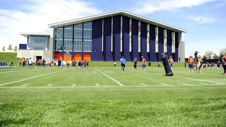 Jun 7, 2016; Englewood, CO, USA; General view of the UCHealth Training Center during the Denver Broncos mini camp drills at the UCHealth Training Center. Mandatory Credit: Ron Chenoy-USA TODAY Sports