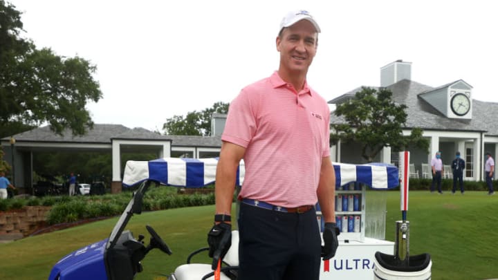 HOBE SOUND, FLORIDA - MAY 24: former NFL player Peyton Manning poses for a photo on the practice green during The Match: Champions For Charity at Medalist Golf Club on May 24, 2020 in Hobe Sound, Florida. (Photo by Mike Ehrmann/Getty Images for The Match)