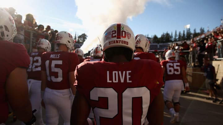 PALO ALTO, CA – AUGUST 31: Bryce Love #20 of the Stanford Cardinal takes the field for their game against the San Diego State Aztecs at Stanford Stadium on August 31, 2018 in Palo Alto, California. (Photo by Ezra Shaw/Getty Images)
