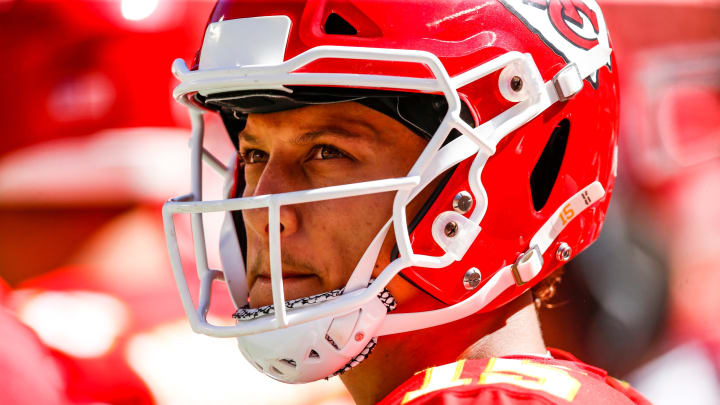 KANSAS CITY, MO – SEPTEMBER 23: Patrick Mahomes #15 of the Kansas City Chiefs looks up at the scoreboard during the third quarter of the game against the San Francisco 49ers at Arrowhead Stadium on September 23rd, 2018 in Kansas City, Missouri. (Photo by David Eulitt/Getty Images)