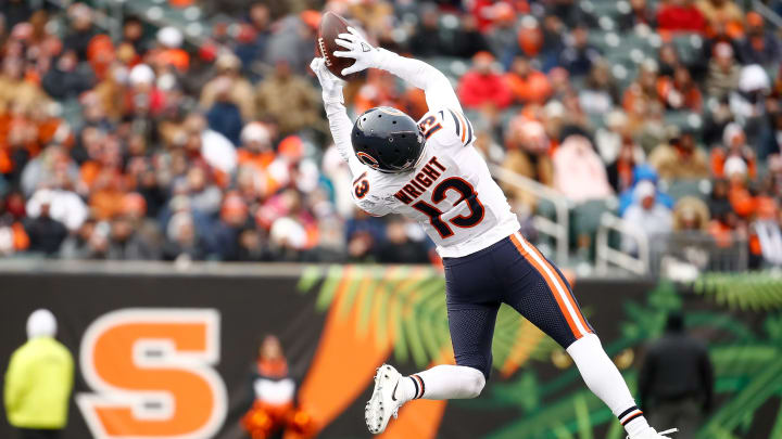 CINCINNATI, OH – DECEMBER 10: Kendall Wright #13 of the Chicago Bears makes a catch against the Cincinnati Bengals during the second half at Paul Brown Stadium on December 10, 2017 in Cincinnati, Ohio. (Photo by Andy Lyons/Getty Images)